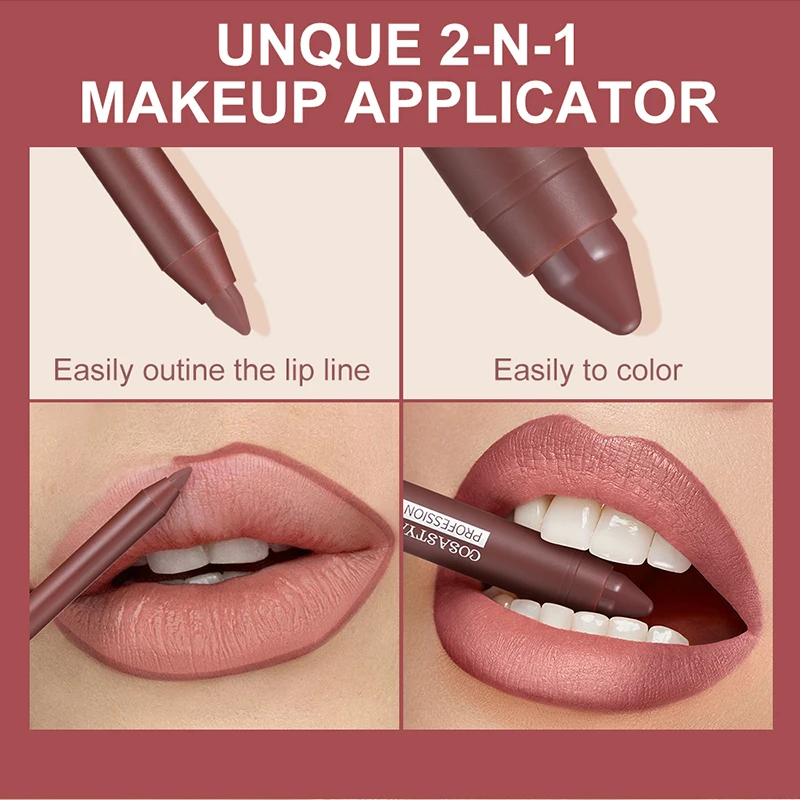 Set di matite per labbra 2 in 1: combinazione di rossetti opachi e matite per labbra, lunga durata e impermeabile, non appiccicosa, applicazione fluida