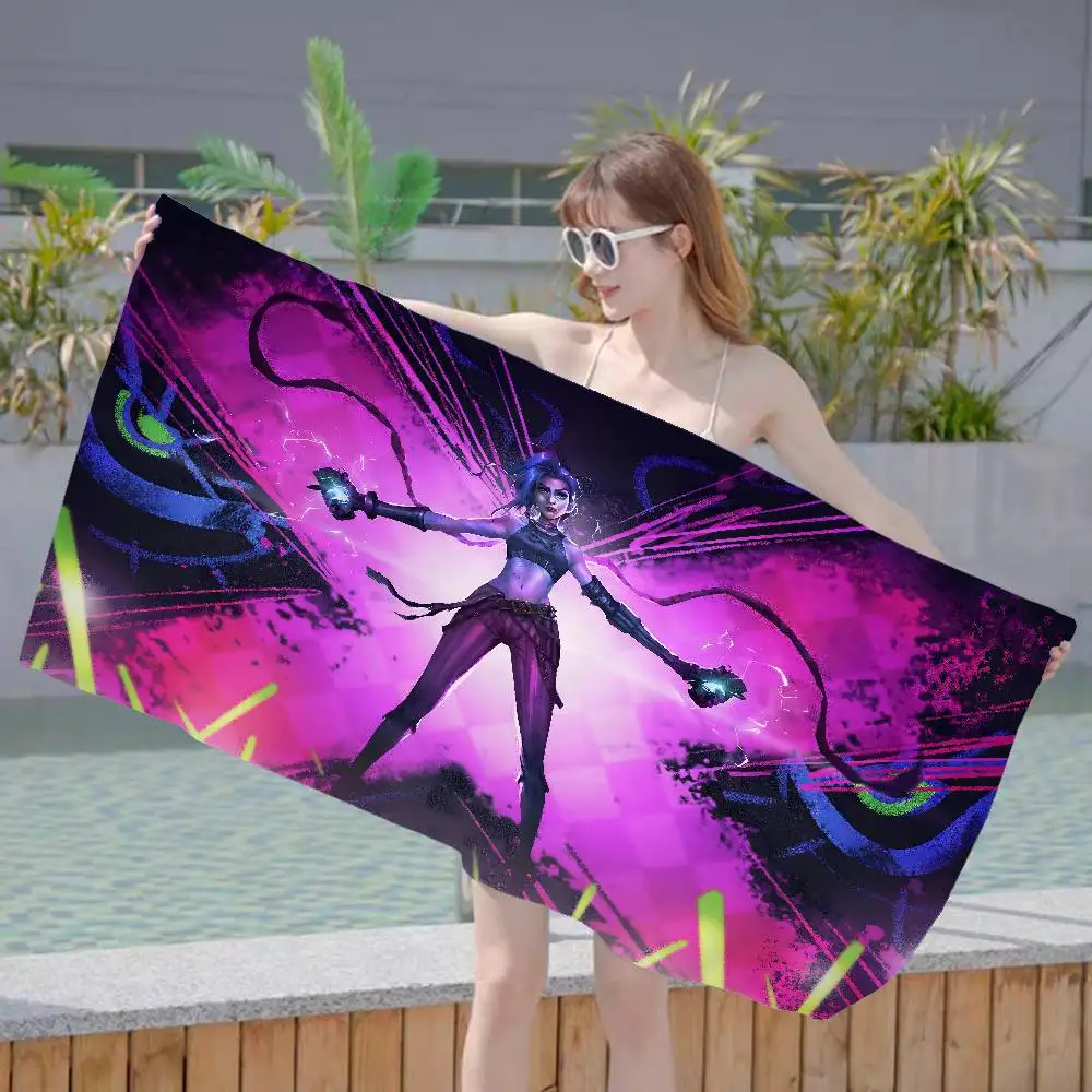 A-Arcane 2 L-LOL Jinx Anmie Microfiber Beach Towel Absorbent Quick dry Soft Yoga Swimming Resort Mountain Climbing Towel