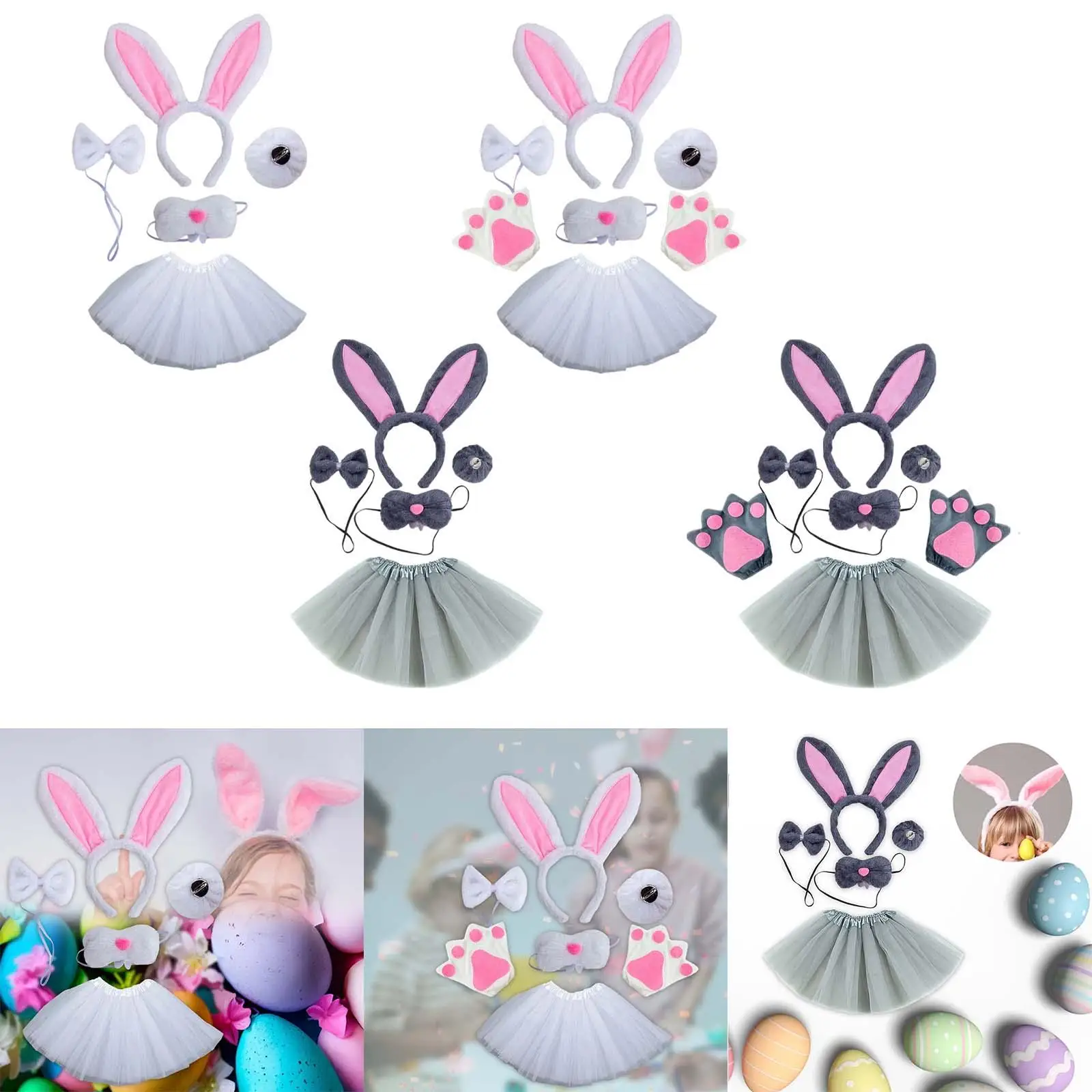 

Bunny Costume Set Cosplay Nose Decorative Cartoon Headwear Props for Themed Parties Performance Fancy Dress up Festival Easter