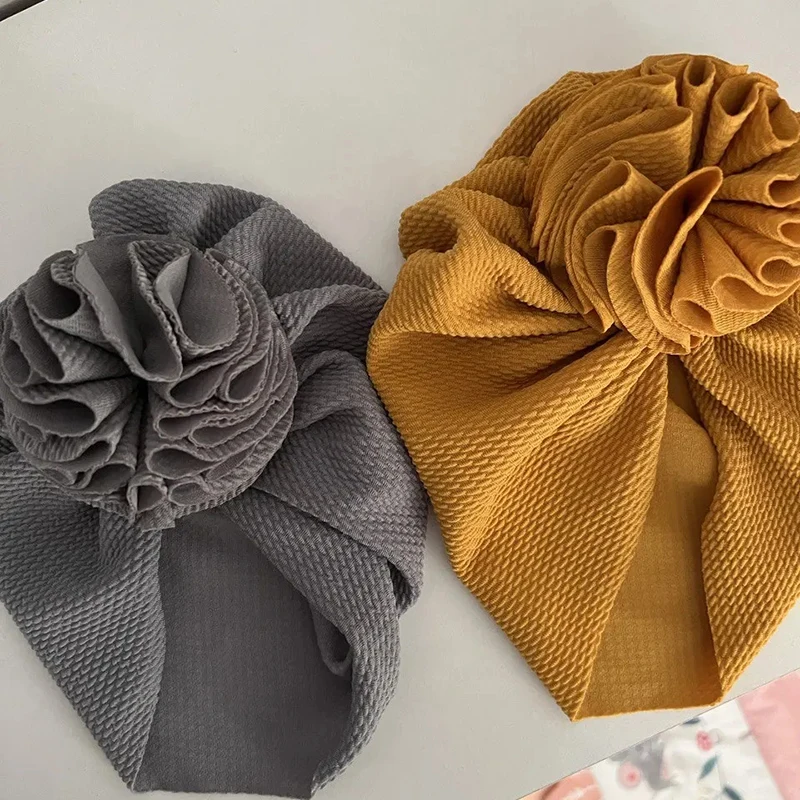 Hair Accessories Girls Baby Turban Hat Solid Color Soft Headwraps for Toddler Infant Flower Beanie Hat Baby Girl Bonnet Cap