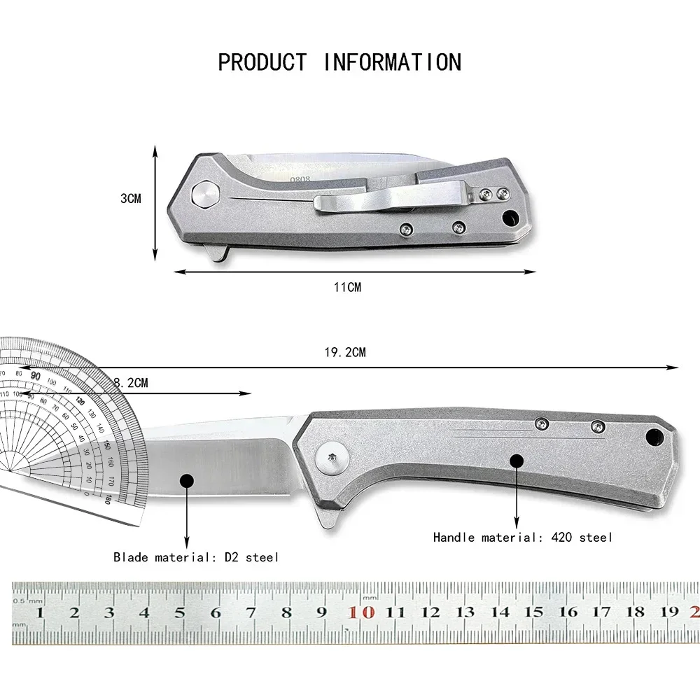 All Steel Ball Bearing Flipper Folding Pocket Knife D2 Steel Blade 420 Steel Handles Camping EDC Outdoor Survival Cutter Knives