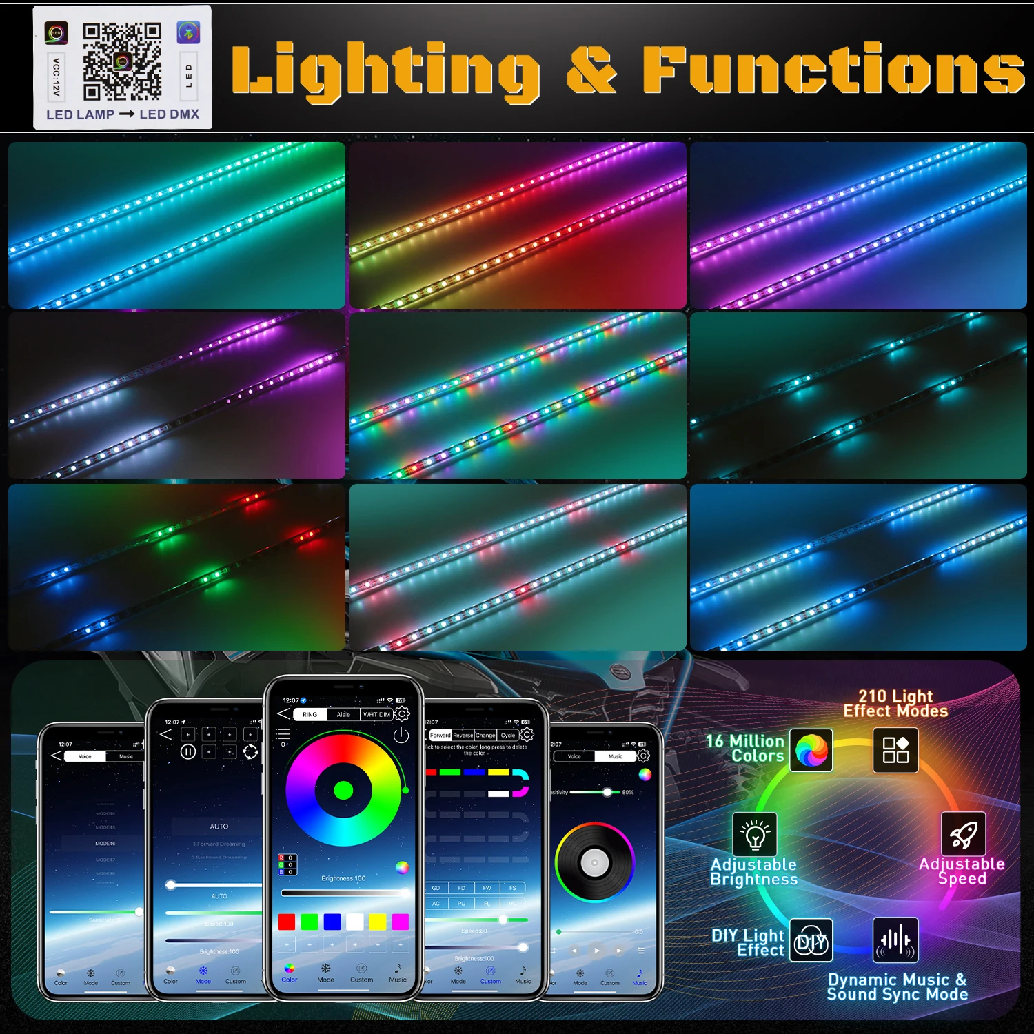 

Светодиодные кнуты Light APP Control RGB Антенна Кнуты для внедорожников ATV UTV RZR Jeep Trucks Dunes Stop Turn Реверс режимы 2,3 фута