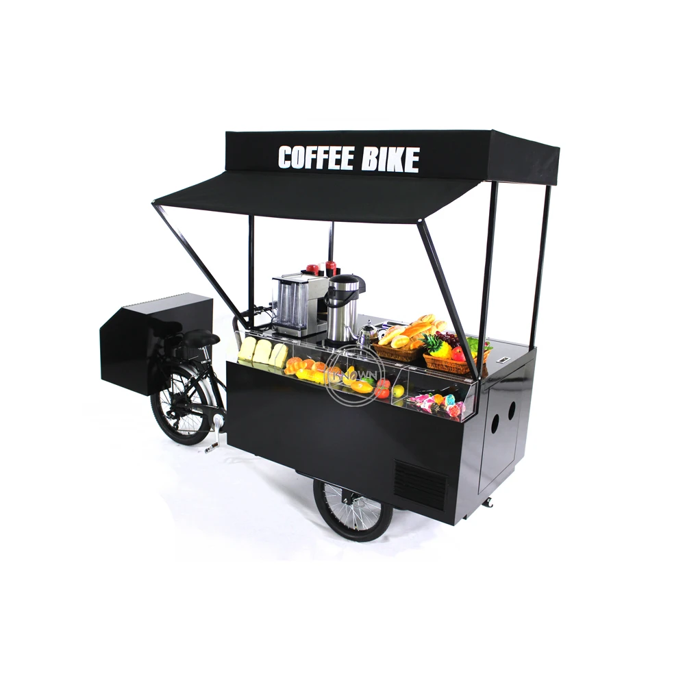 Adult Electric Tricycle Outdoor Cargo Bike Mobile Food Cart for Sell Coffee Hot Dogs Ice Cream Fruit Snacks Drink