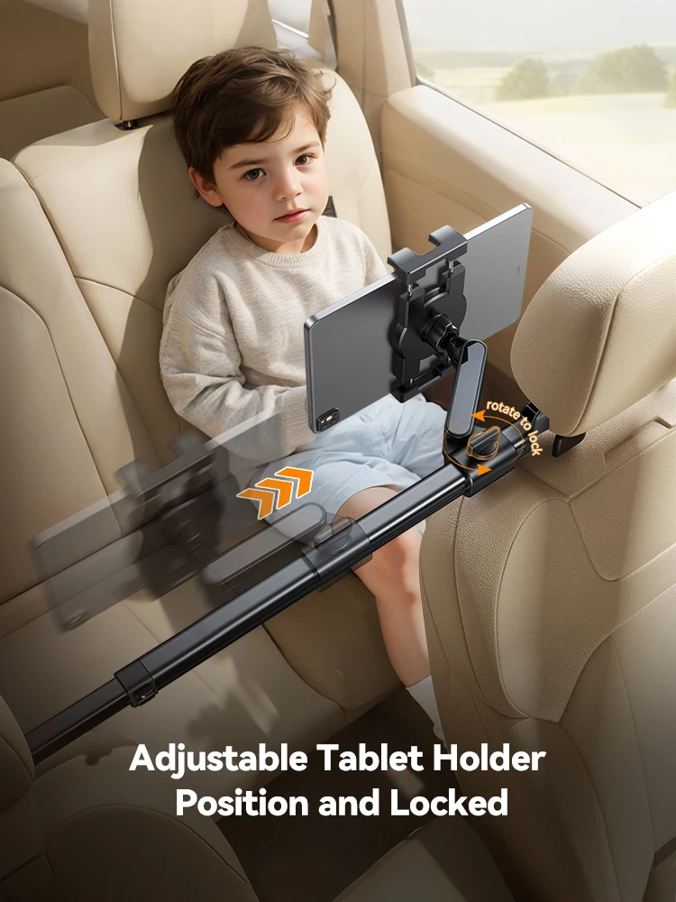 Joyroom Supporto per tablet per auto Supporto per bracciolo di estensione Supporto per poggiatesta per sedile posteriore per dispositivi iPad Pro, Air, Mini, Galaxy Tab 4.7-13"