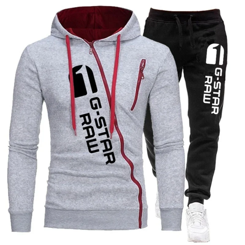 Popular Mens Tracksuit Clothing Casual Zipper Hooded Sweatshirt+Black Jogging Pants 2 Piece Set 2024 Autumn Warm Hot Sales Suit