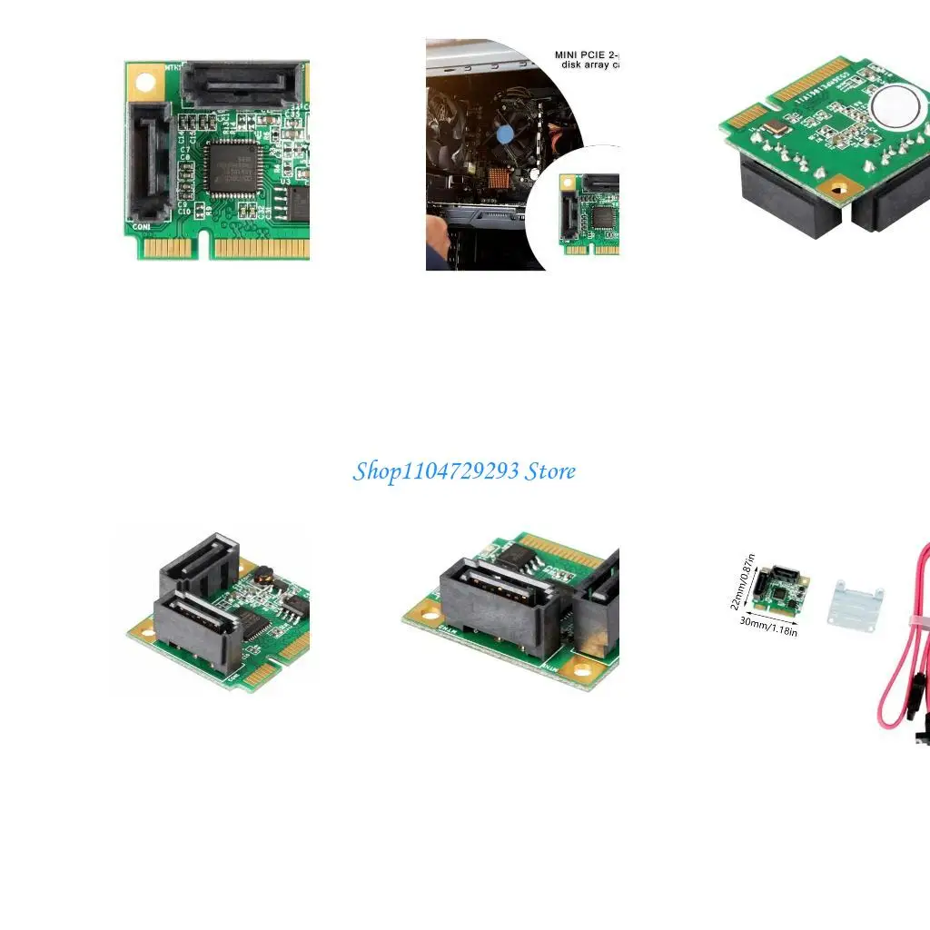 Y2GD Small PCIE to 2 Port SATA3.0 Expansion Adapter Card ASM1061R Chip 6Gbps Fast