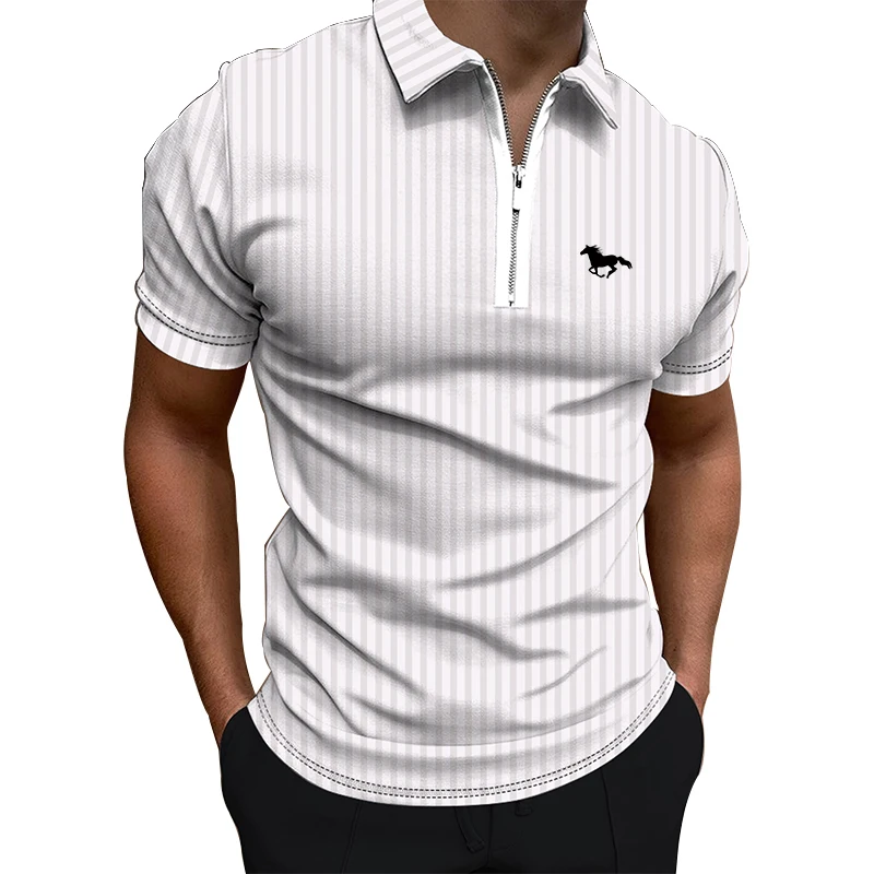 Camisa polo com estampa digital 3D masculina, manga curta, 100% poliéster, moda casual, verão