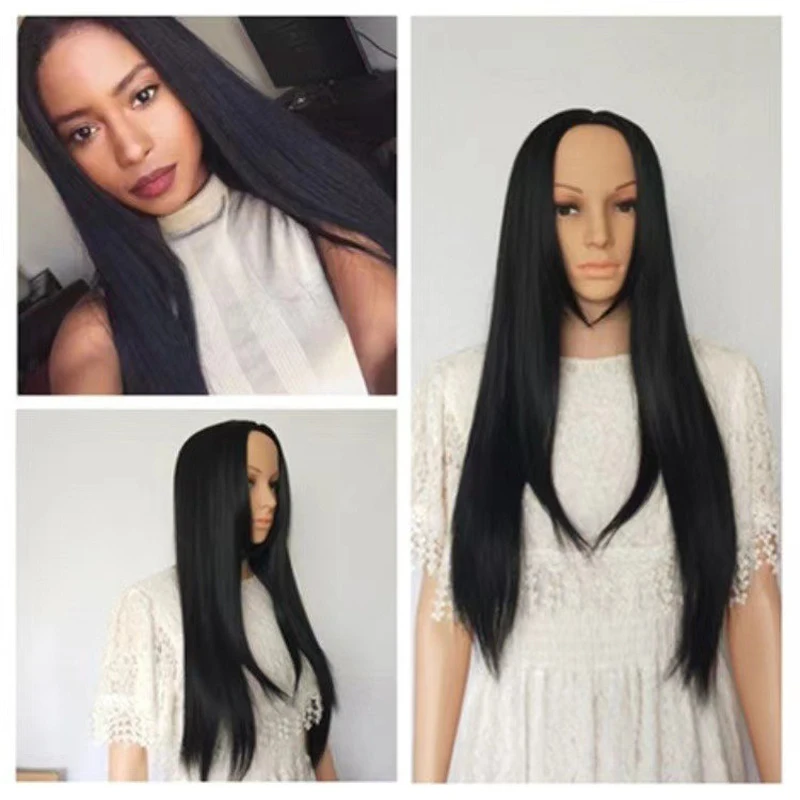 

Женщина в африканском стиле, длинные прямые волосы, бальное платье, одежда с центральным пробором, челка, парик, женская повседневная одежда, подходящие прямые волосы