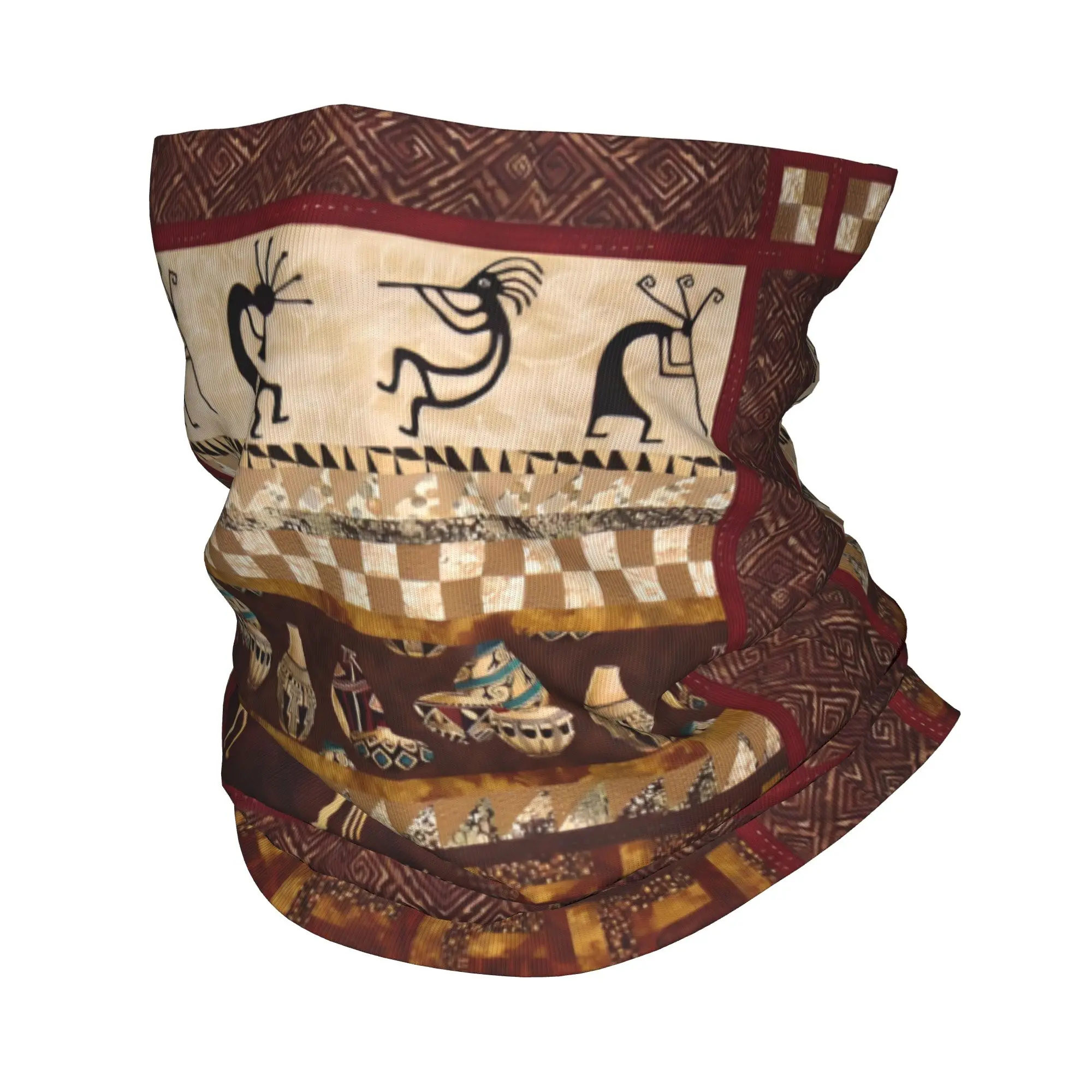 Custom Kokopelli Winter Headband Neck Warmer Men Women Hiking Cycling Tube Scarf Ethnic Style Weaving Design Face Bandana Gaiter