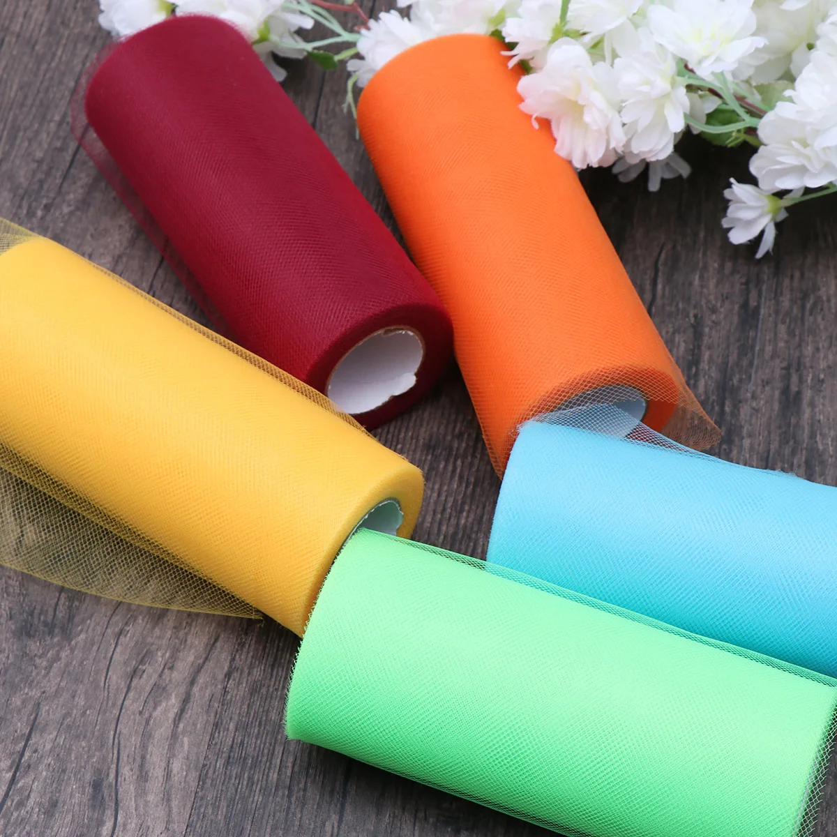 

5PCS Tulle Rolls Mesh Ribbon Medium Hard Bachelorette Party Decorations Wedding Gauze DIY Fabric Gift Packaging