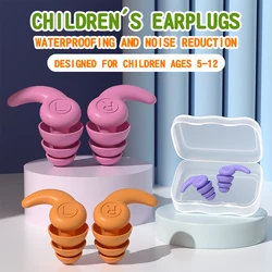 Swimming Silicone Ear Protector Three-Layer Noise-Reducing Earplugs Sound Insulation Cap Waterproof Washable for Children Adult