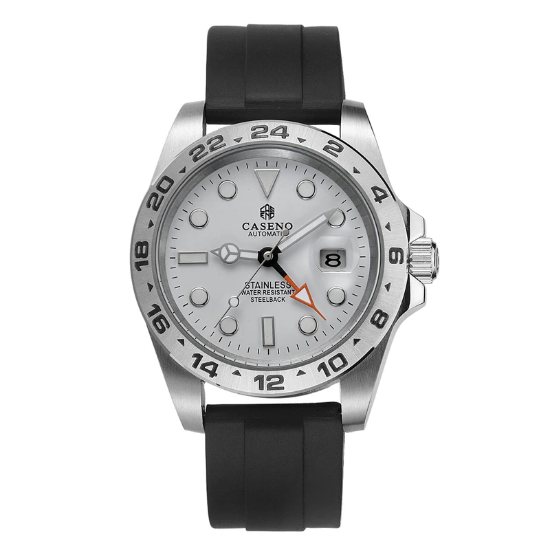 Orologi da uomo di lusso originali Movimento automatico Orologio meccanico a mano luminosa Cinturino in silicone Orologio da regalo maschile GMT impermeabile