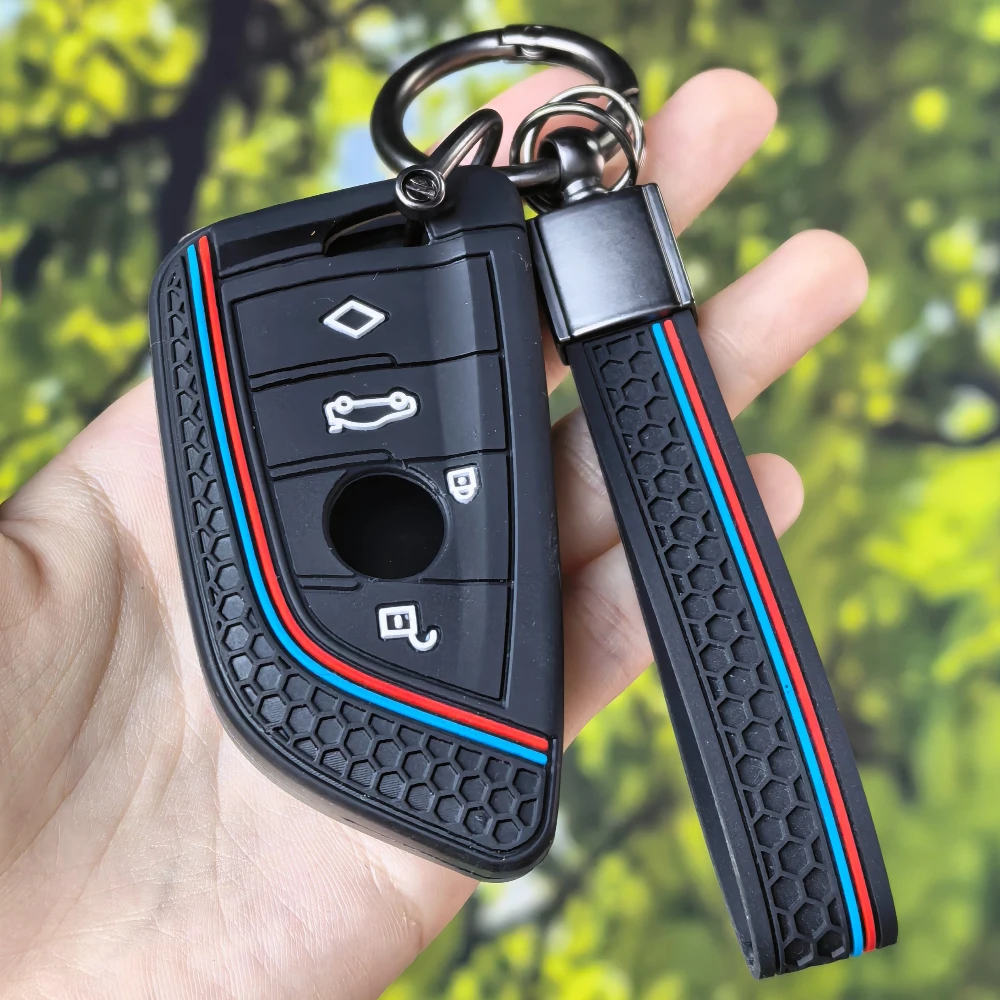 Silicone Remote Car Key Cover Keychain Key Case For BMW X1 X3 X4 X5 X6 Series 1 2 3 5 7 G20 G02 G05 G31 G23 F34 F15 F40 IX3
