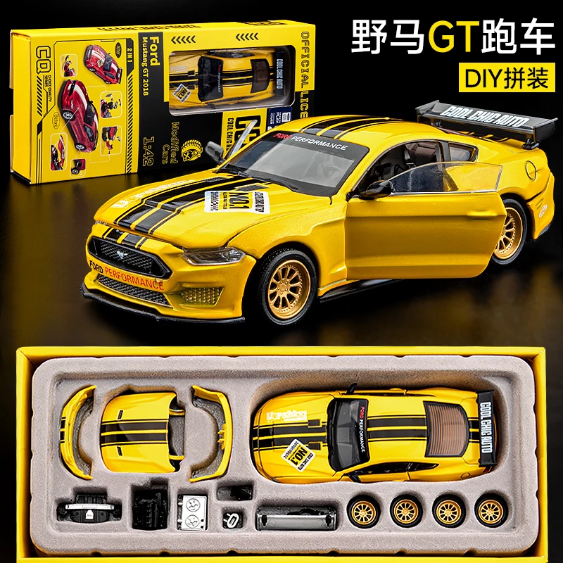 

1:42 Ford Mustang GT модель автомобиля из сплава в сборе, имитация спортивного автомобиля в сборе, прочные руки на игрушечном мальчике