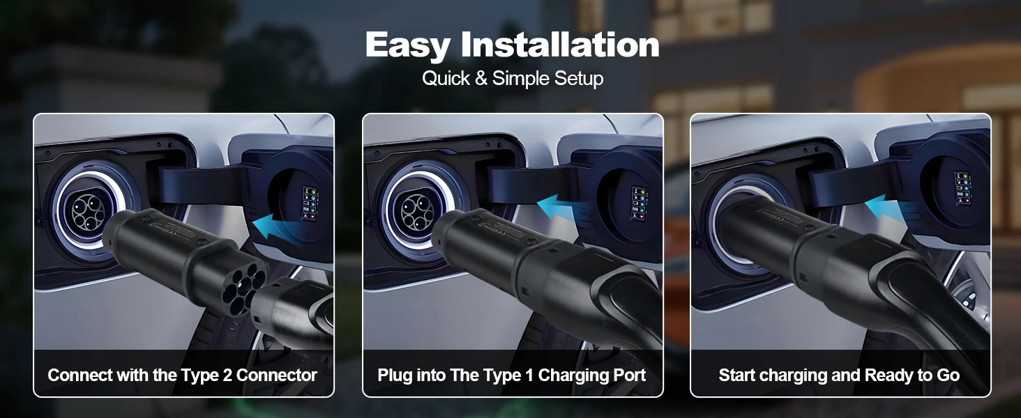 Kolanky EV-Ladeadapter 32A 7,2 kW Typ 2 auf Typ 1 für das Laden zu Hause für SAE J1772 US-Elektrofahrzeuge PHEV-Autos Steckdose – Detail 3