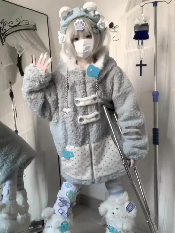 Casaco de pele falsa para mulheres inverno 2025 estudante kawaii y2k engrossado com capuz jaqueta de pelúcia meninas subcultura doce casacos de pele legal