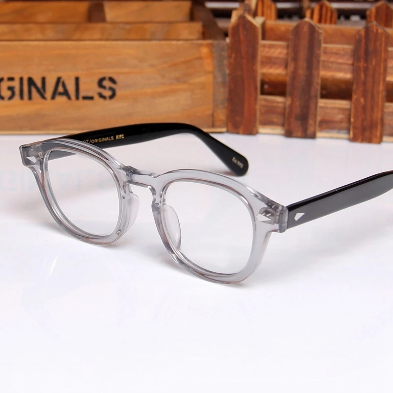 

Lemtosh Eyeglasses Frame Men Johnny Depp Optical Glasses Computer Goggles Women Luxury Brand Vintage Acetate Two Color Stitching