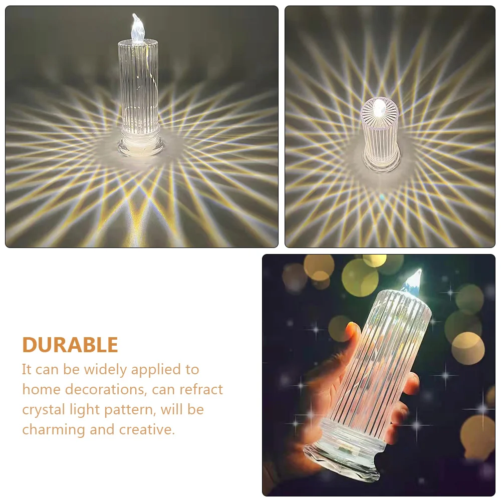 2 個の LED ライト耐久性のある家の装飾滑らかな表面クリエイティブな屈折パターンデスク用電気ランプ