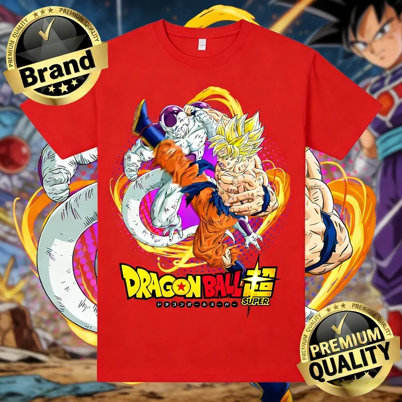 

Футболка унисекс оверсайз из высококачественного хлопка с принтом Dragon Ball 2026: Супер Сайян Гоку против Фризы, аниме-футболка для мужчин и женщин