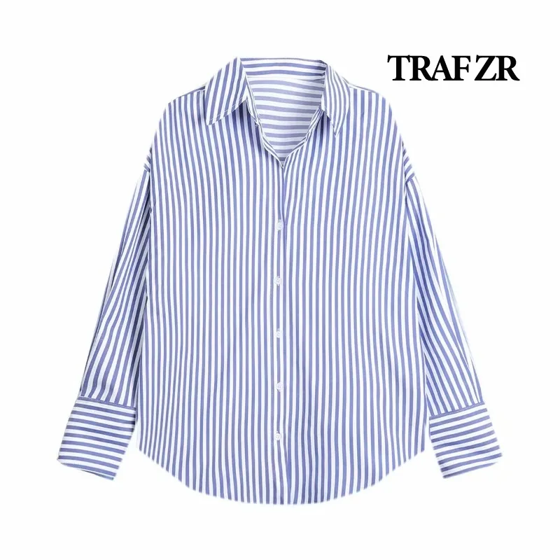 TRAF ZR Minimalist Shirts Basic White Shirt Women\'s Blouses 2024 Trend Korean Style Women Summer Vintage Long Sleeve Blouse