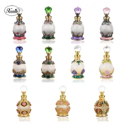 15ml Plum Peony Sunflowers Metal Refillable Perfume Bottle Attar Oil Fragrance Glass Bottles Gift Wedding Favors Home Decor