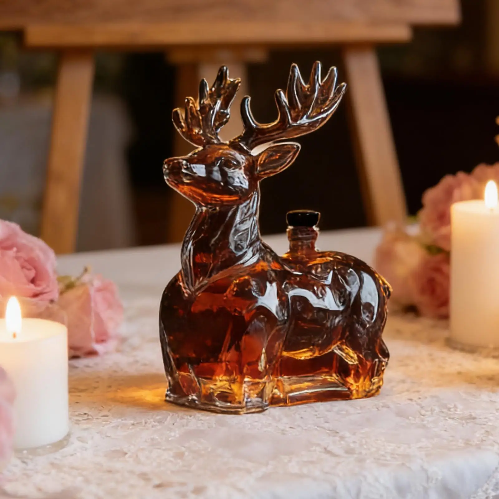 Lustige Rentier-Dekanter für Alkohol, Glas-Heimdekoration, Whisky-Flasche, Likör-Dekanter für Männer, Weihnachts- und Geburtstagsfeier