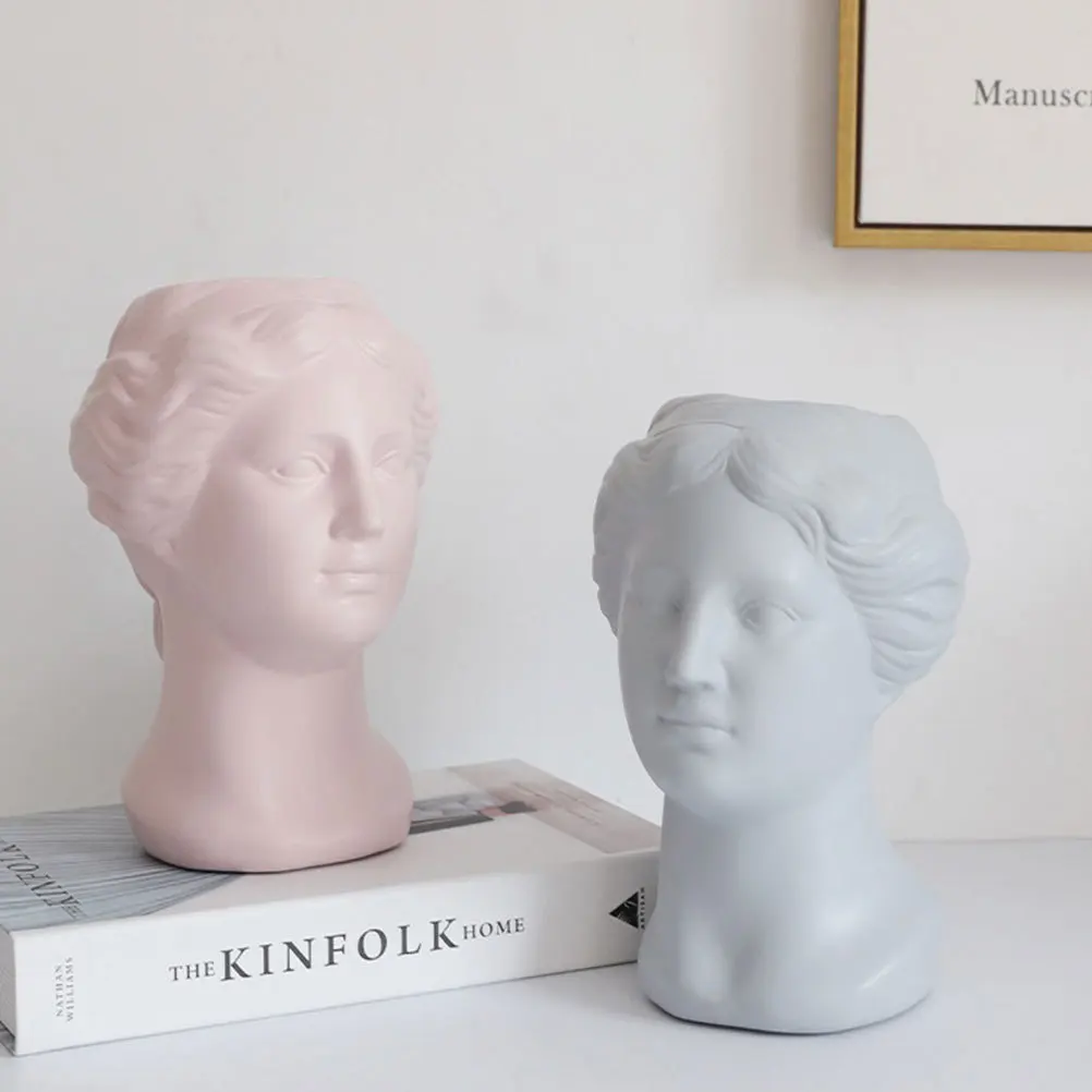 

1Pcs Resin Classical Style Statue Flower Vase European Sculpture Decorative Storage Container Furniture Decoration