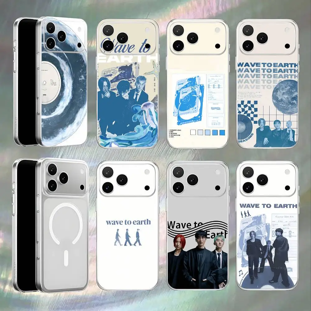 

W-Wave To Earth Summer Flows Magnetic Wireless Charging Transparent White Phone Case For iPhone17,16,15,14,13,12,11,Pro,Max,Plus