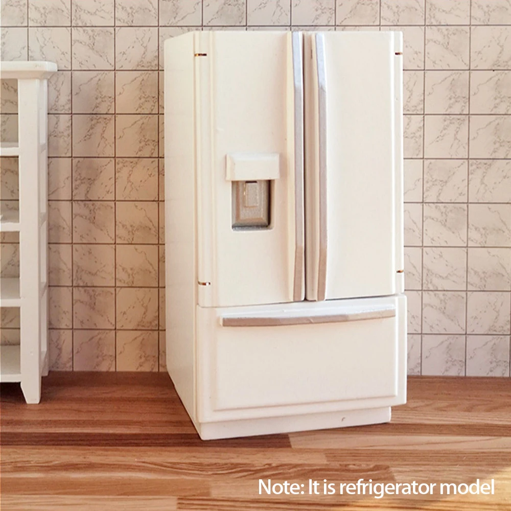 Muebles en miniatura de simulación a escala 1:12, refrigerador de doble puerta, modelo de nevera, dormitorio, cocina, escena, diseño de casa de muñecas, decorar