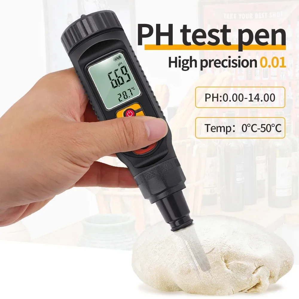 Misuratore di PH digitale per alimenti 0.00 ~ 14.00 PH Temp Tester di acidità rilevatore di PH del suolo per pasta per carne formaggio pane