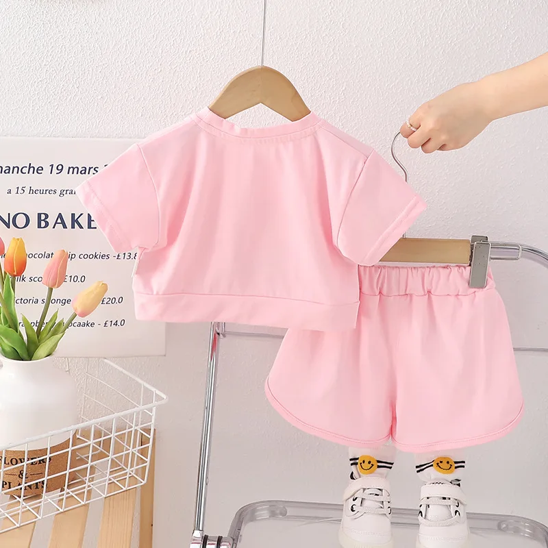 Girls' summer dress new Korean short sleeve set in children's fashion set summer baby girls set image 4