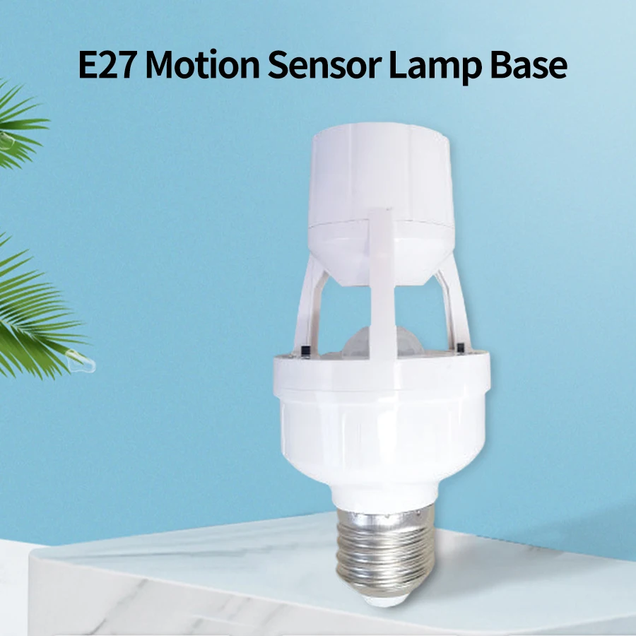 360 Degrees PIR Motion Sensor LED Night Lamp Socket Base Motion Sensor E27 Bulb Socket AC 100-240V Adjustable Delay Time Switch