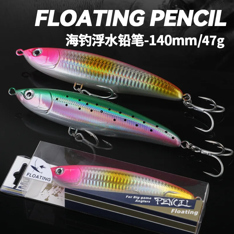 LETOYO 47g Salzwasser-Pencil-Wobbler zum Meeresangeln, schwimmender Kunstköder für Bonito, Kingfish, Thunfisch, Großwild, harter Kunstköder