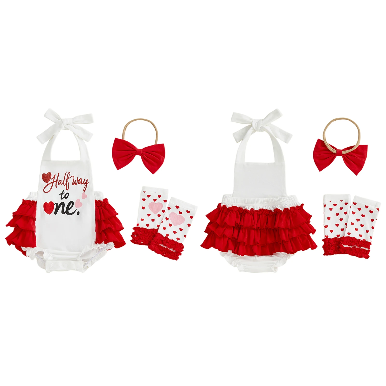 2026 السنة الجديدة طفل الفتيات عيد ميلاد الزي أكمام الرسن كشكش رومبير عقال تدفئة الساق عيد الميلاد مجموعة ملابس الرضع