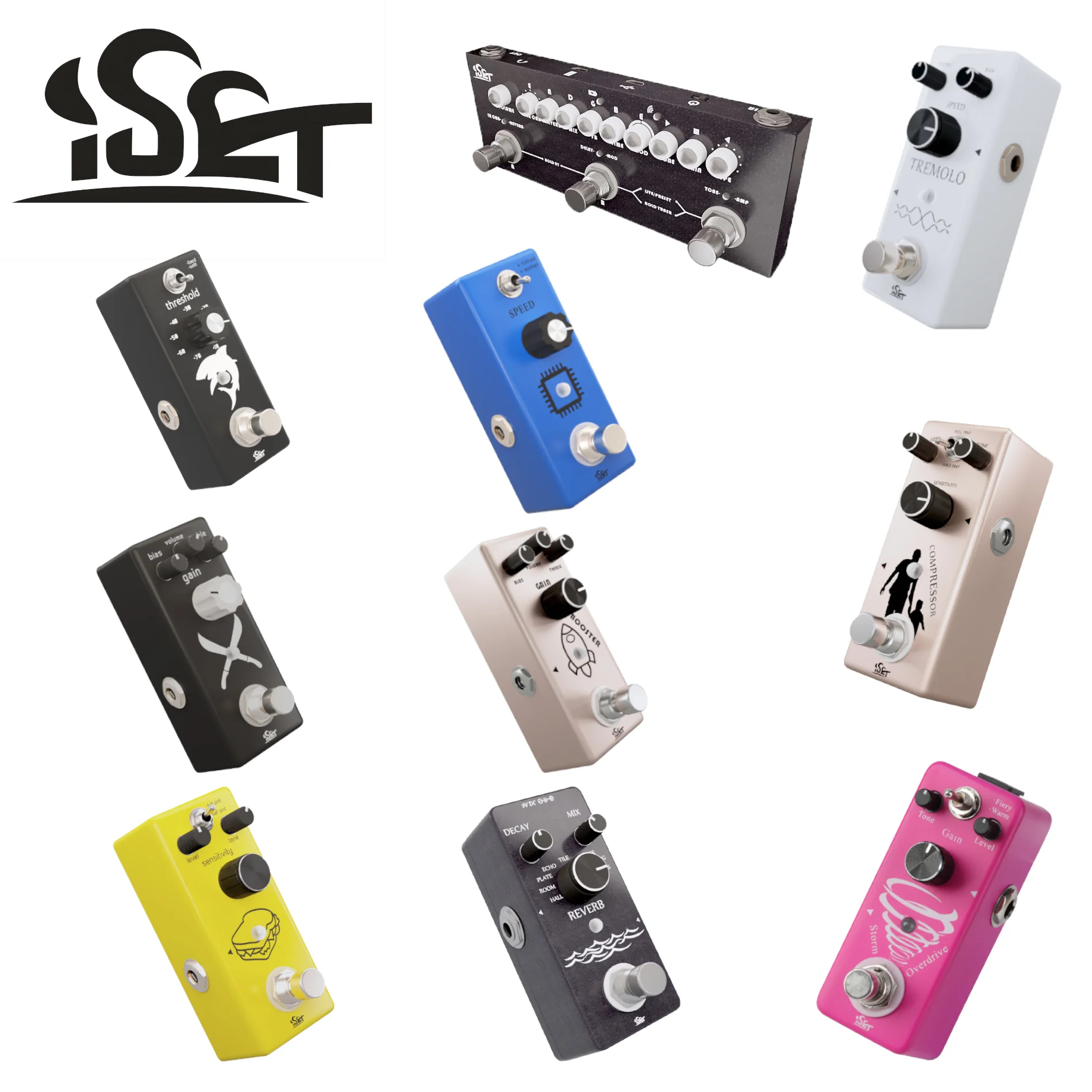 ISET GUITAR EFFECT PEDAL NOISE GATE CUBE BABY TUNER CHORUS PHASER DELAY FUZZ DIST OVERDRIVE FLANGER BOOST REVERB TRUE BYPASS