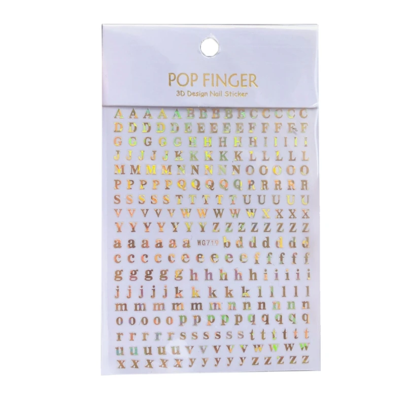 1PCS New English Alphabet Nail Art Stickers Multi-Color Reflective Letters Numbers Filling Epoxy Resin Mold Decorative Stickers