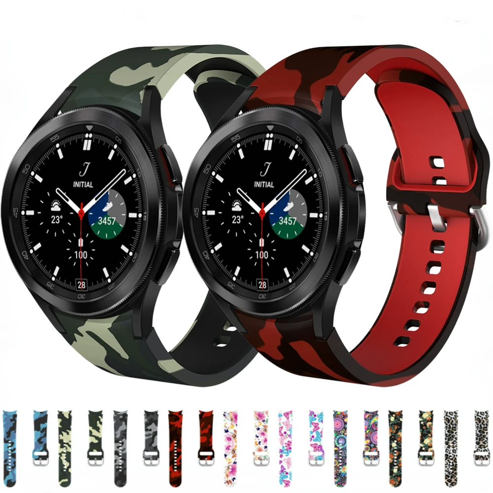 Printed Silicone Strap for Samsung Galaxy Watch 7/6/5/4 44mm 40mm/Pro 45mm Bracelet for Galaxy Watch 6 Classic 47mm 43mm 46 42mm