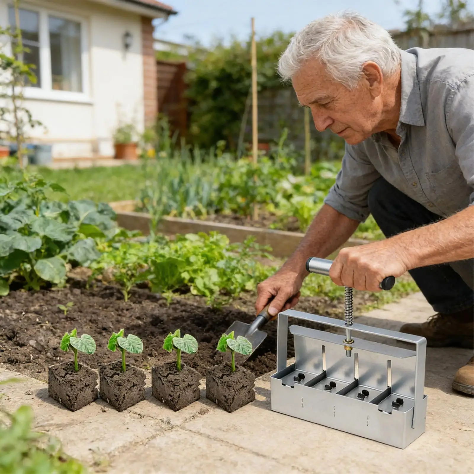 Soil Block Maker Tool Anti-Slip Gardening Sowing Aid Seeding Block Makers For Lettuce Vegetables Flowers Yard Farm Porches