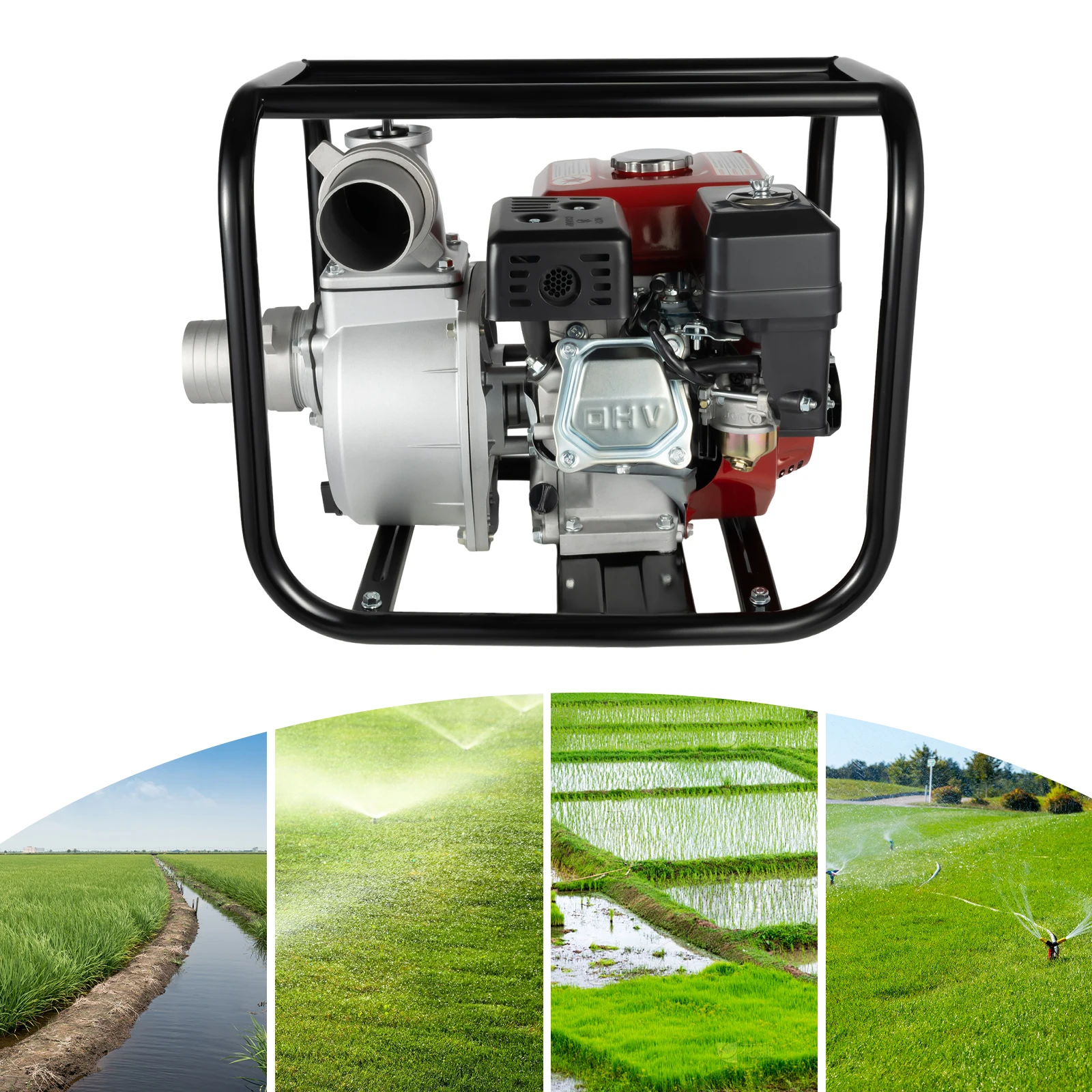 

7.5HP 196CC Water Pump 4-stroke Gasoline Engine Water Pumping 3.6L Fuel Tank Capacity for Agricultural Irrigation