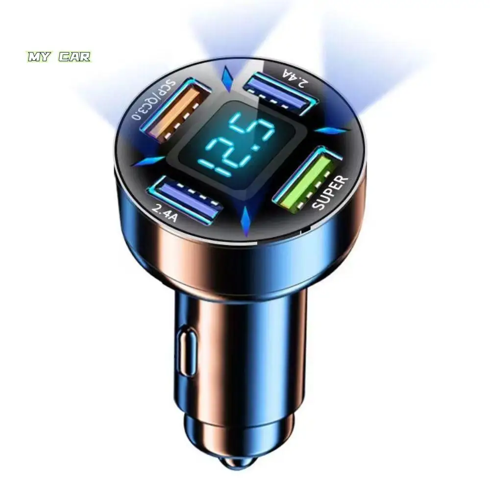 

Display 66W One Drag Four Fast Charging 4 Ports Car USB Charger Car Charging Head Digital Car Charger Car Phone Charger Adapter