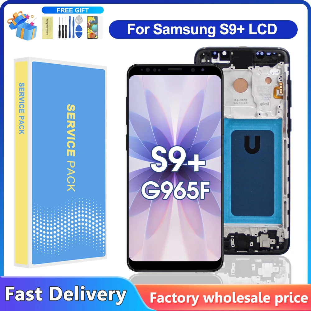 Getestet für Samsung S9 Plus Display Touchscreen mit Rahmen-Digitizer für Samsung S9+ G965 G9650 LCD