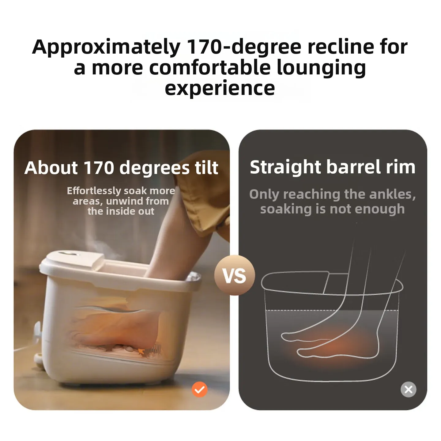 Deep Heated Foot Spa Massager, Angled Calf Height Bath Bucket with Constant Temperature, Quick Heating for Home Relaxation Use