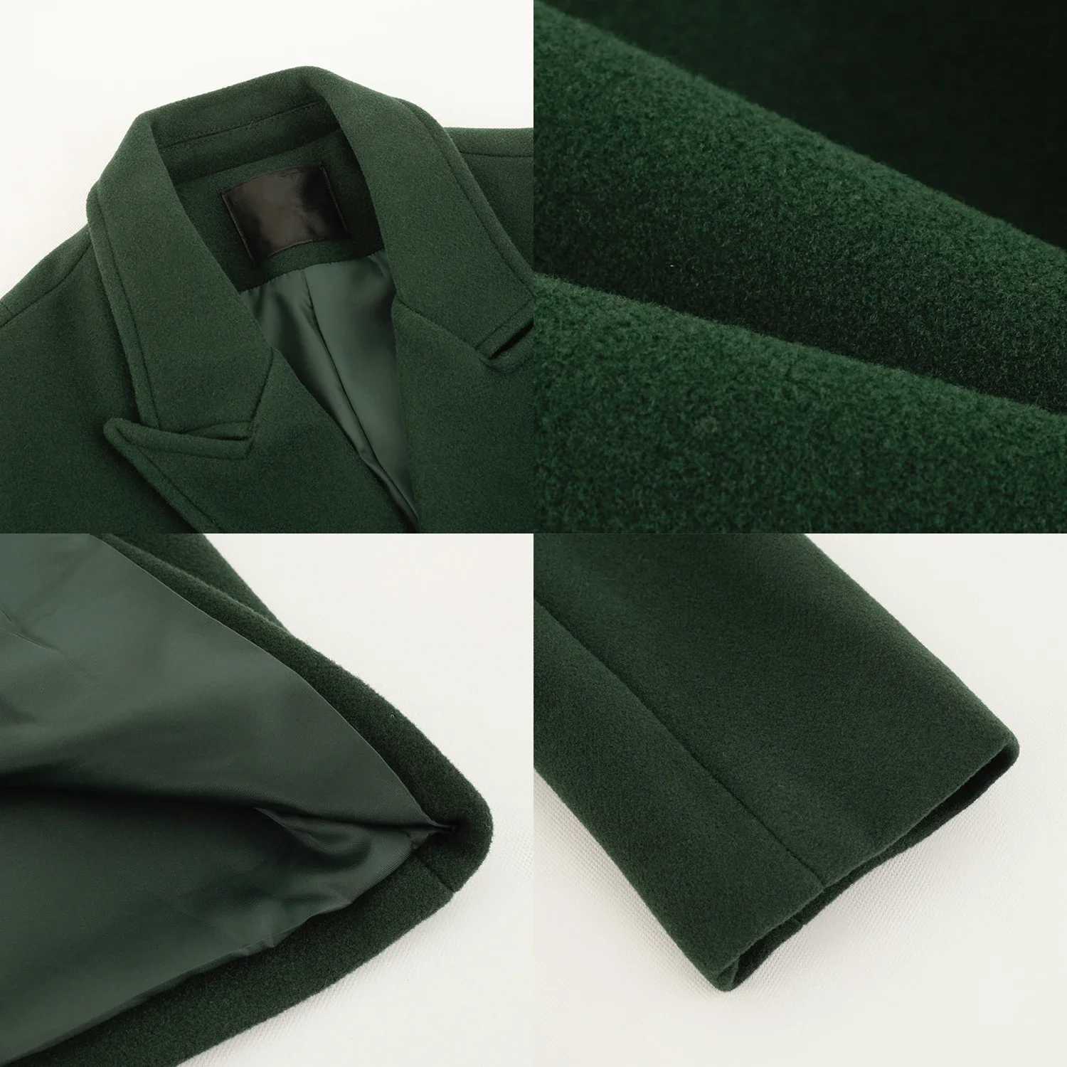 

Top 2023 Autumn Winter Solid Color Woolen Coat Business Men's Warm Overcoat Casual Wool Blend Jacket Outerwear Windbreaker H92