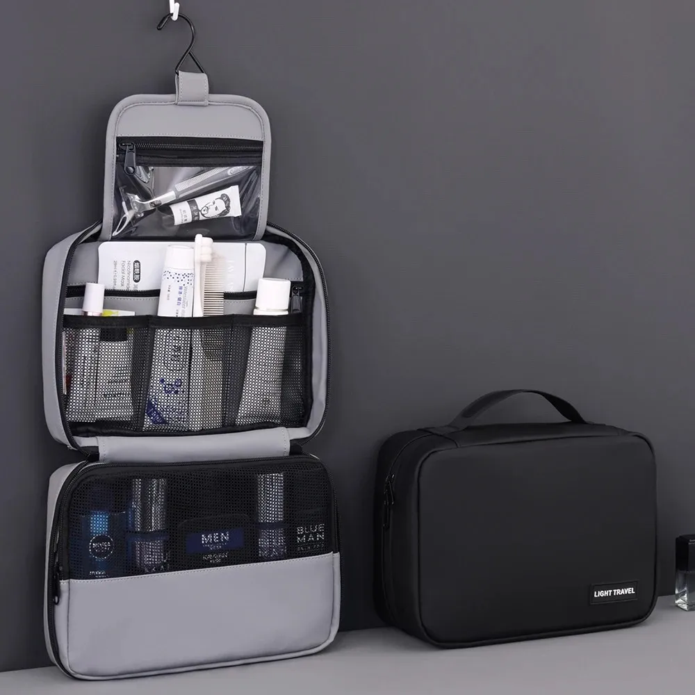 حقيبة غسيل كبيرة قابلة للطي للرجال عالية الجودة معلقة حقيبة تشطيب للفصل الرطب والجاف مقاومة للماء متعددة الطبقات لرحلة عمل للسفر