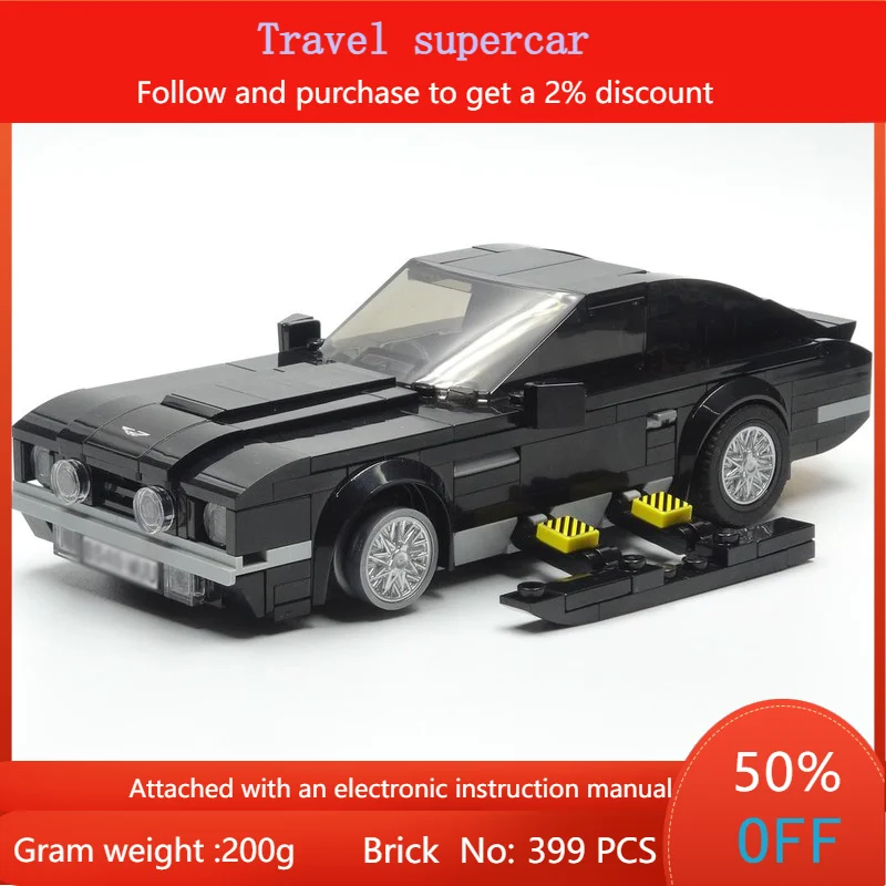 

Строительный блок, модель 399 деталей, суперкар MOC V8, строительный набор для транспортных средств для мальчиков и взрослых, креативный рождественский подарок, игрушка