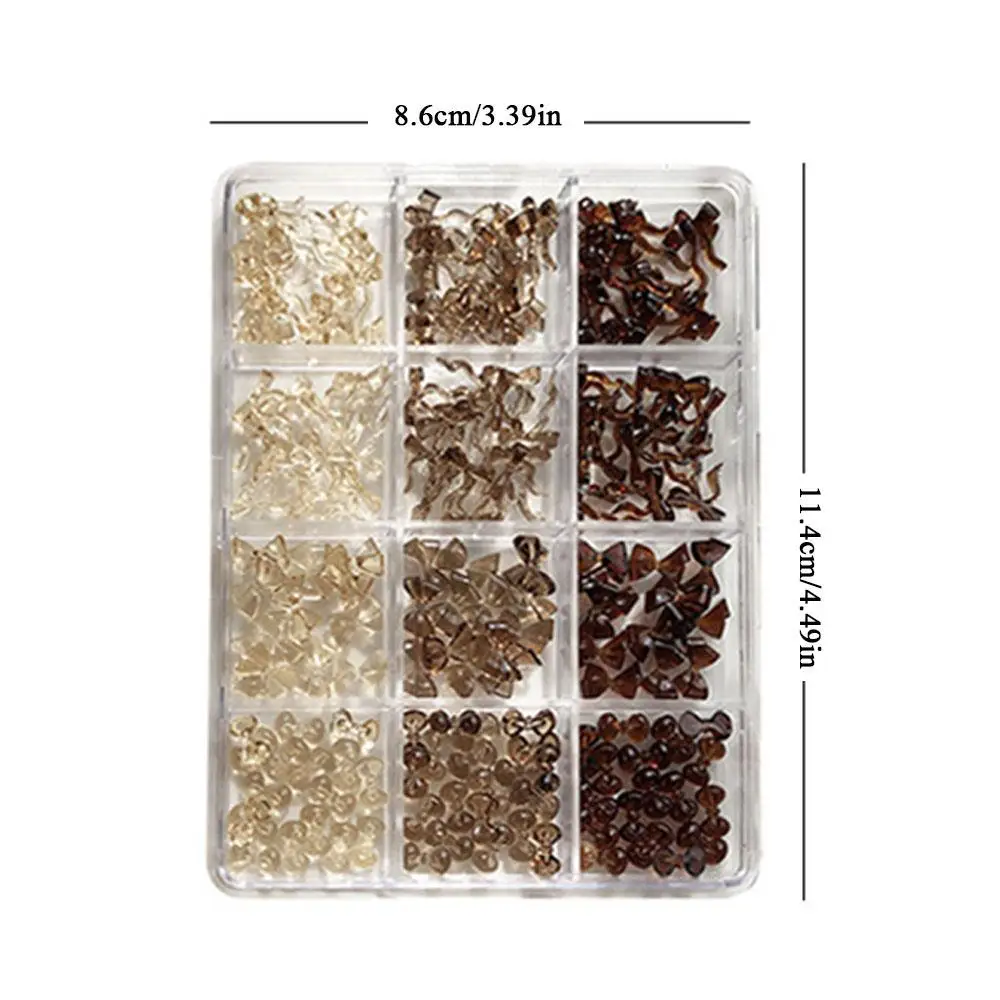 Mini Bowknot Set Confezione mista Scatola Papillon Nastro Cuore Farfalla Strass Accessori per nail art Decorazione Decorazioni natalizie fai da te