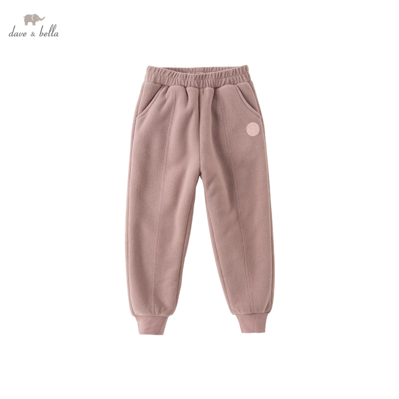 DK4222914 Dave Bella Winter 5Y-13Y Kids Girls Fashion Solid Pants Children Boutique Casual Full-length Pants