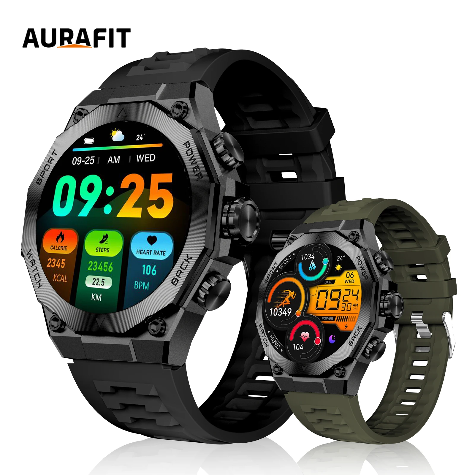 AURAFIT For Amazfit T Bluetooth, chamadas por voz, monitor de frequência cardíaca, 170+ modos esportivos para Android/iOS.