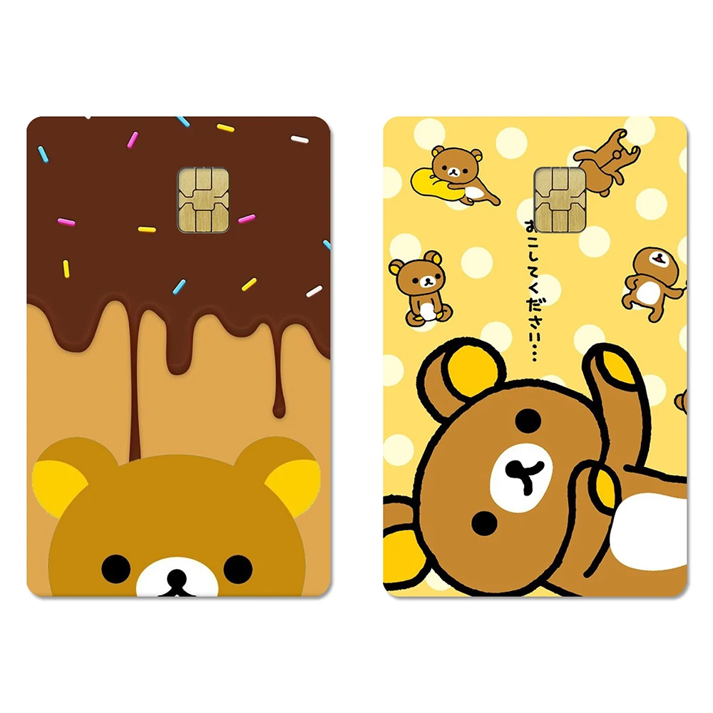 Kawaii Rilakkuma Chip Card Sticker Cute Cartoon Bank Card Skin Cover Credit Debit Card NFC Chip Card Decoration Wallet Accessory