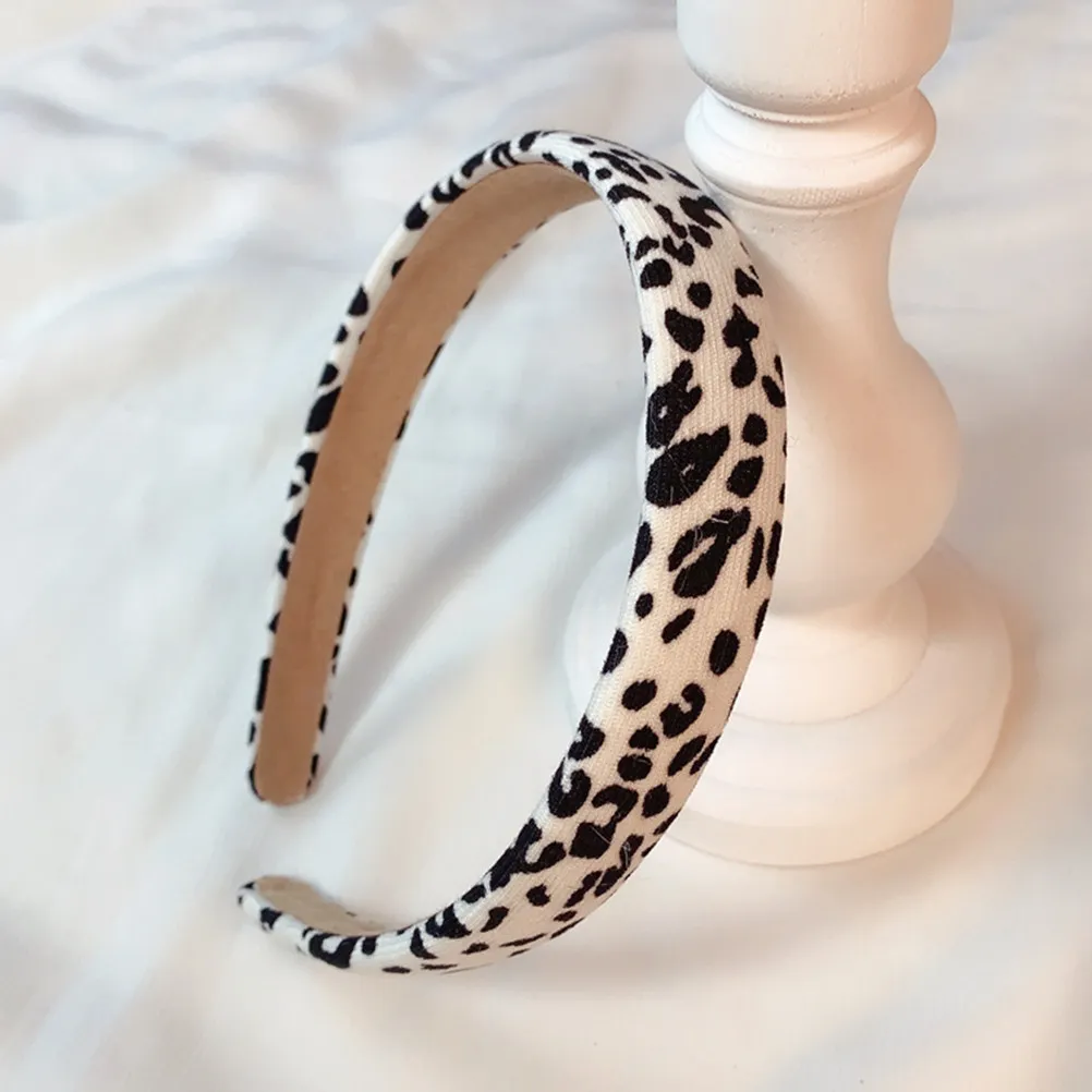 

4Pcs Leopard Wide Cloth Headbands Hair Hoops for Women Breathable Styling Hair Accessories Leopard Headband